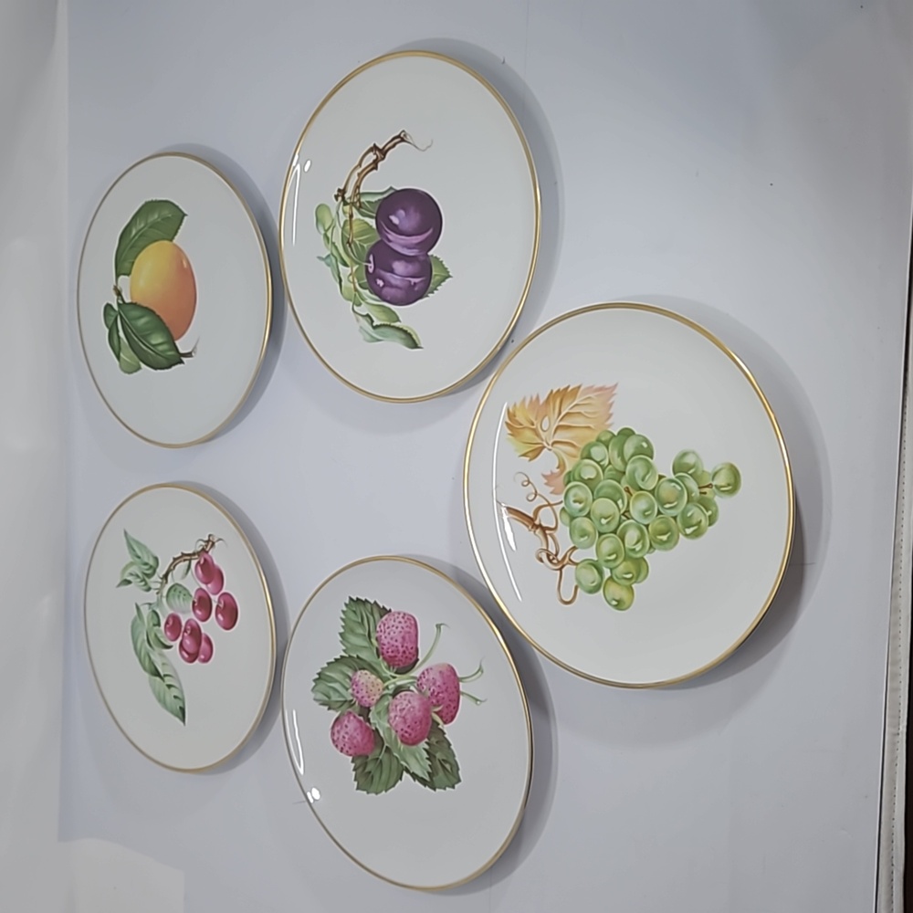 Vintage H&B Selb Bavaria Heinrich Fruit Plates Set of 5